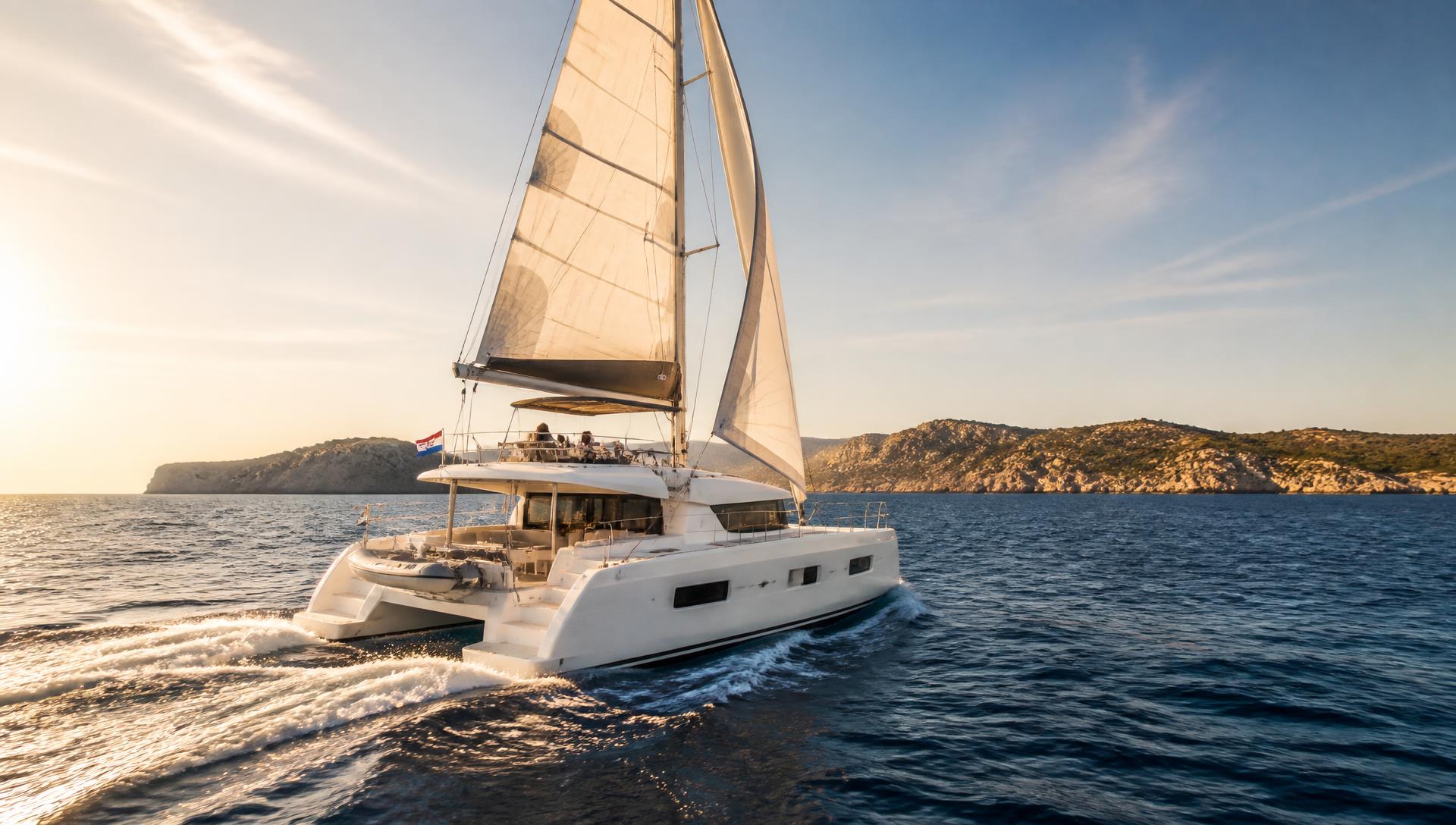 Sailing yacht under way in the Adriatic off the Croatian coast